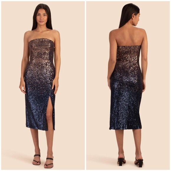 💕TRINA TURK💕 Stella Dress ~ Supernova Sequin Moonstone/Midnight Ombre 8 NWT - Picture 1 of 16